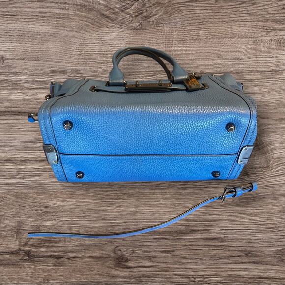 Coach Swagger 27 Blue Pebbled Crossbody Shoulder Hand Bag Purse - Picture 2 of 9